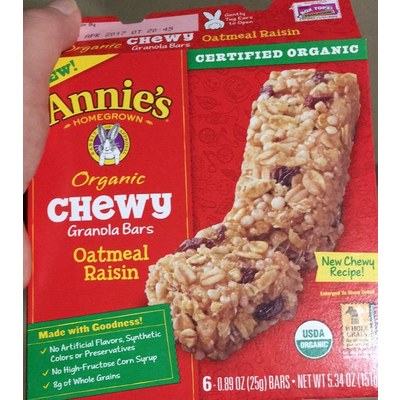 Organic Chewy Granola Bars, Oatmeal Raisin