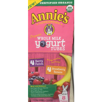 Organic Whole Milk Yogurt Tubes, Berry Patch, Strawberry Banana