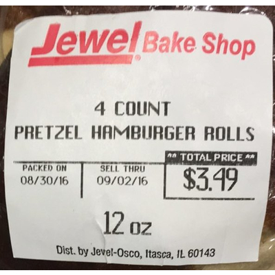 Pretzel Hamburger Rolls, 4 count