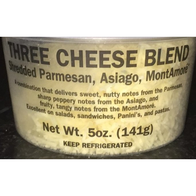 Three Cheese Blend, Shredded Parmesan, Asiago, MontAmore