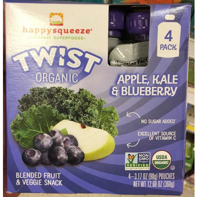 Twist Organic Blended Fruit & Veggie Snack, Apple, Kale & Blueberry