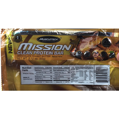 Mission Clean Protein Bar, Chocolate Peanut Butter