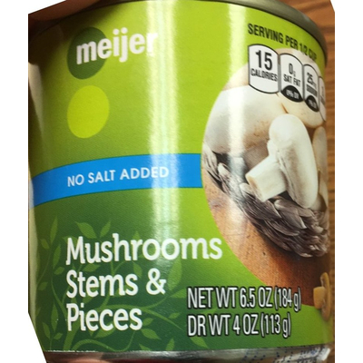 Mushrooms Stems & Pieces, No Salt Added