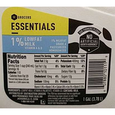 Milk, 1% Lowfat