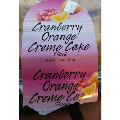 Cranberry Orange Creme Cake Sliced