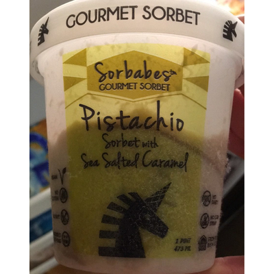 Pistachio Sorbet with Sea Salted Caramel