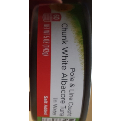 Chunk White Albacore Tuna in Water, Pole & Line Caught