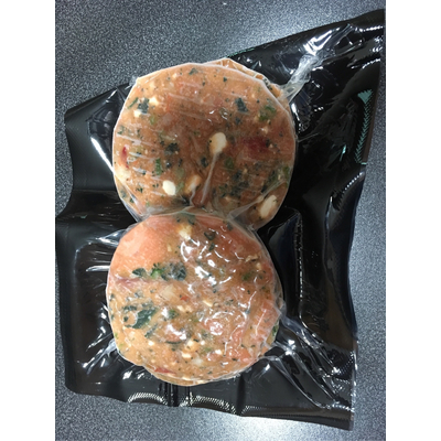 Salmon Burger, Spinach Feta