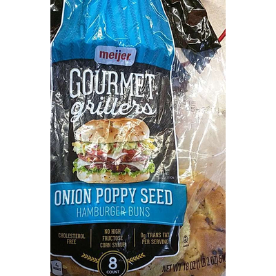 Gourmet Grillers Onion Poppy Seed Hamburger Buns