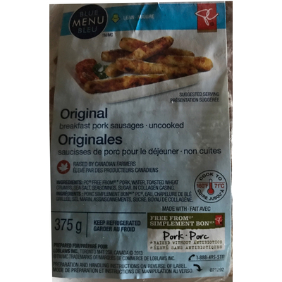Original Breakfast Pork Sausages Uncooked