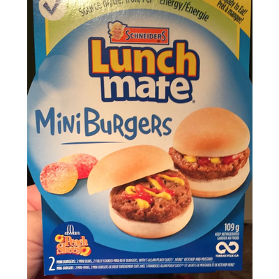 Lunch Mate, Mini Burgers, Peach Slices