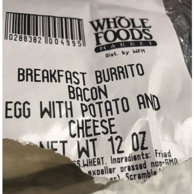 Breakfast Burrito Bacon Egg With Potato & Cheese