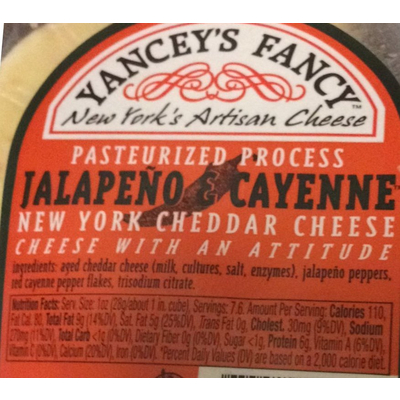 New York Cheddar Cheese, Jalapeno & Cayenne