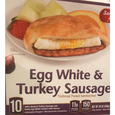 Flatbread Sandwich, Egg White & Turkey Sausage