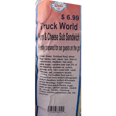 Truck World, Ham & Cheese Sub Sandwich