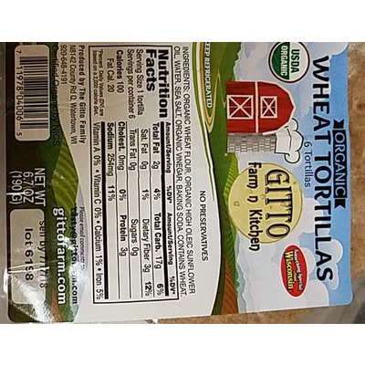 Organic Wheat Tortillas