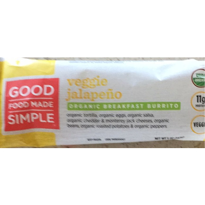 Organic Breakfast Burrito, Veggie Jalapeno