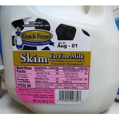 Skim Fat Free Milk