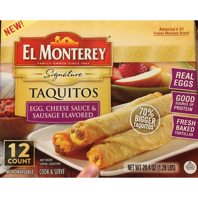Taquitos, Egg, Cheese Sauce & Sausage Flavored