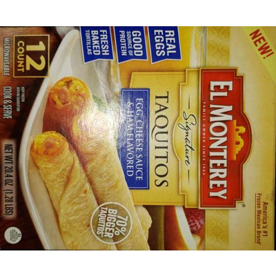 Taquitos, Egg, Cheese Sauce & Ham Flavored