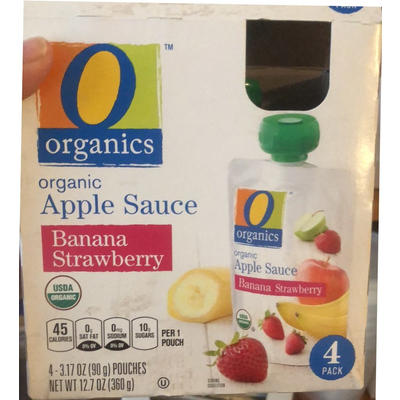 Organic Apple Sauce, Banana Strawberry