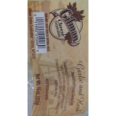 Pasteurized Process Cheese Food, Garlic and Herb