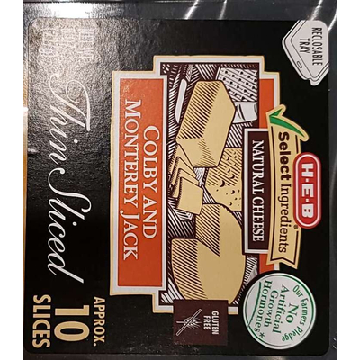 Natural Cheese, Colby and Monterey Jack, Thin Sliced