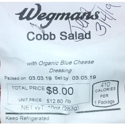 Carbs in Wegmans Cobb Salad with Blue Cheese Dressing | Carb Manager