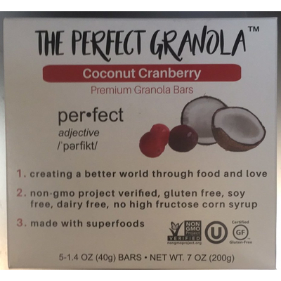 Premium Granola Bars, Coconut Cranberry