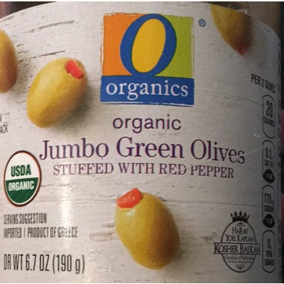 Jumbo Green Olives Stuffed with Red Pepper
