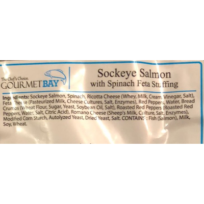 Sockeye Salmon with Spinach Feta Stuffing