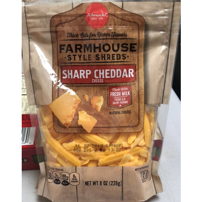 Sharp Cheddar Cheese, Farmhouse Style Shreds