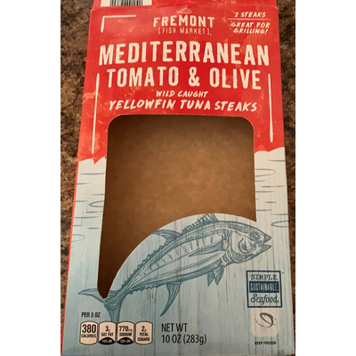 Wild Caught Yellowfin Tuna Steaks, Mediterranean Tomato & Olive