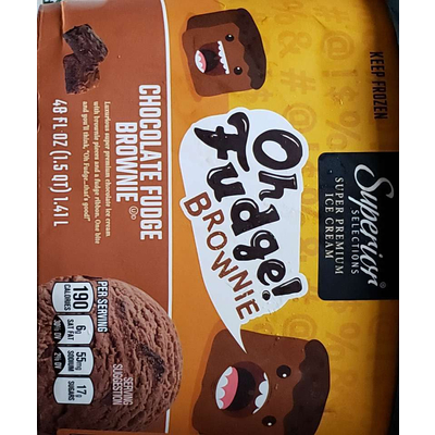 Super Premium Ice Cream, Oh Fudge! Brownie, Chocolate Fudge Brownie