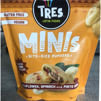 Minis Bite-Size Pupusas, Cauliflower, Spinach and Pinto Bean