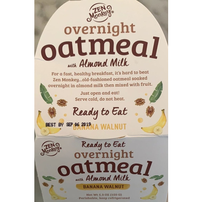 Overnight Oatmeal, with Almond Milk