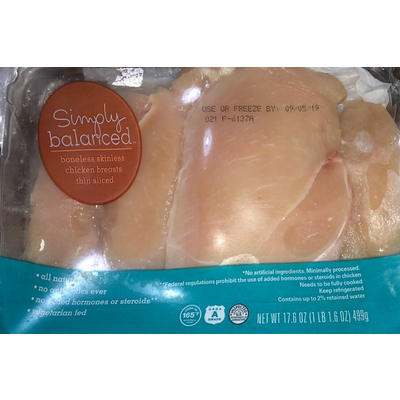 Thin Sliced Chicken Breasts, Boneless Skinless