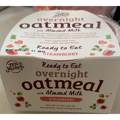 Ready To Eat Overnight Oatmeal With Almond Milk Strawberry
