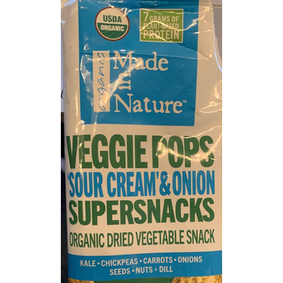 Organic Dried Vegetable Snack, Veggie Pops Supersnacks, Sour Cream & Onion