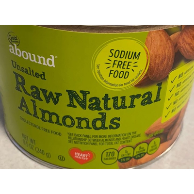 Raw Natural Almonds, Unsalted