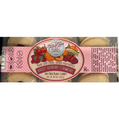Jam Filled Butter Cookies, Apricot, Raspberry, Strawberry
