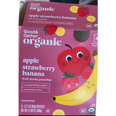 Fruit Puree Pouches, Apple Strawberry Banana