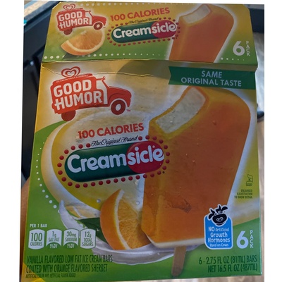 Creamsicle, Low Fat Ice Cream Bars, Vanilla
