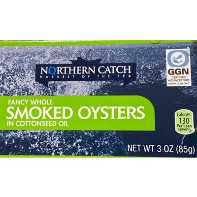 Fancy Whole Smoked Oysters in Cottonseed Oil