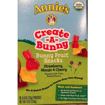 Bunny Fruit Snacks, Strawberry, Mango & Cherry