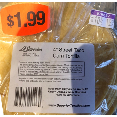 Street Taco Corn Tortilla