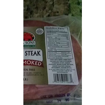 Carbs in John Martin Sons Boneless Ham Steak, Applewood