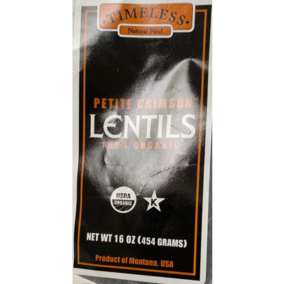 100% Organic Petite Crimson Lentils