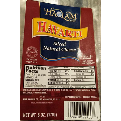 Havarti Sliced Natural Cheese