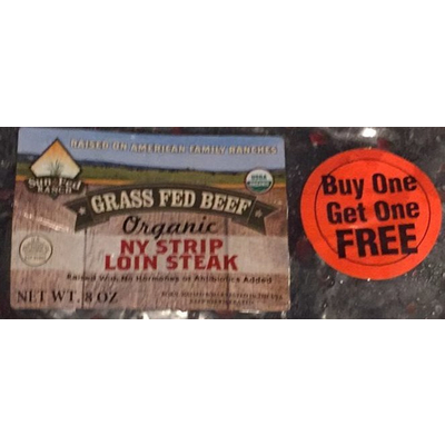 Grass Fed Beef Organic NY Strip Loin Steak